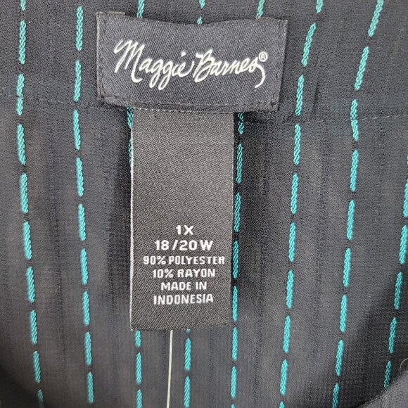 NEW Maggie Barnes Button up Top Plus 1X 18/20W Black Teal Alt Grunge Pinup - Picture 7 of 7